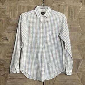 John Henry Womens White Checkered Button Up Long Sleeve Shirt Size 6